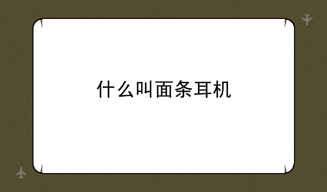 什么叫面条耳机
