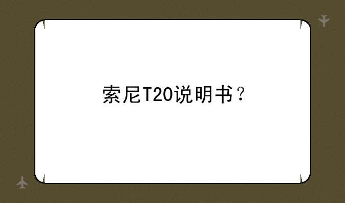 索尼T20说明书？