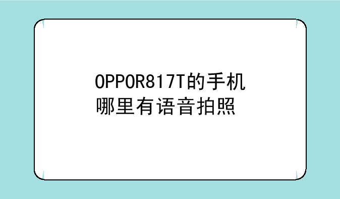 OPPOR817T的手机哪里有语音拍照
