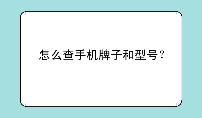 怎么查手机牌子和型号？