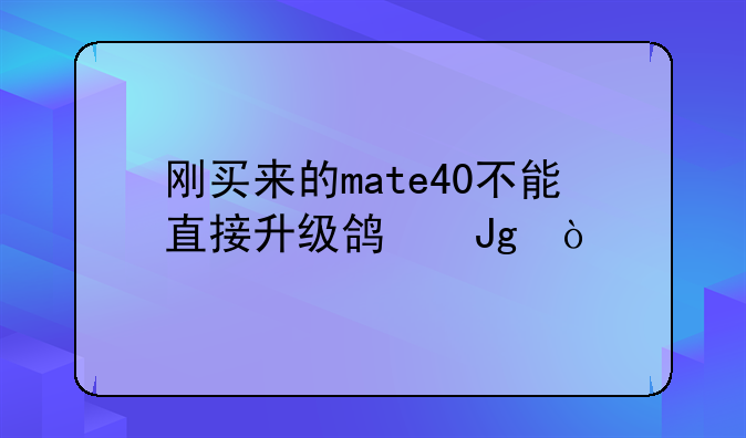 刚买来的mate40不能直接升级鸿蒙？