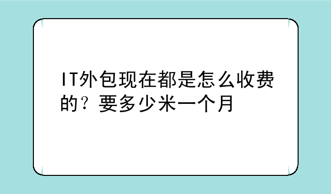 IT外包现在都是怎么收费的？要多少米一个月