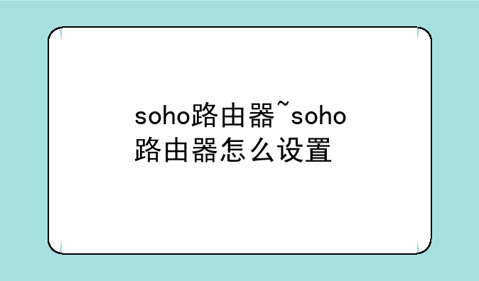 soho路由器~soho路由器怎么设置
