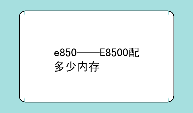 e850——E8500配多少内存