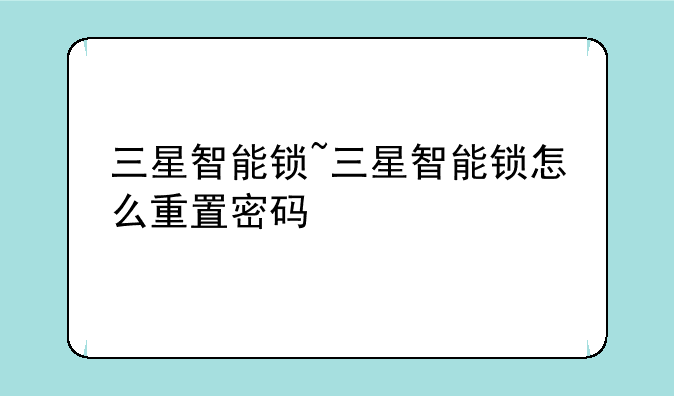 三星智能锁~三星智能锁怎么重置密码