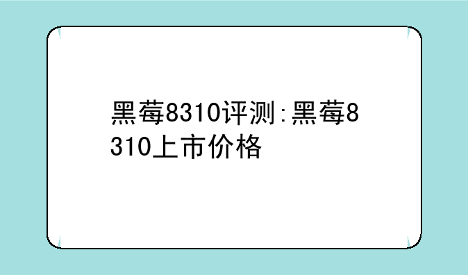 黑莓8310评测:黑莓8310上市价格